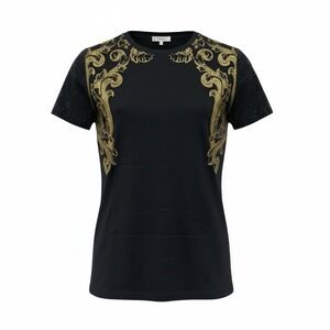 Rare Versace Collection Women's Gold Baroque T-Shirt Black Donna G34920S Sz 44